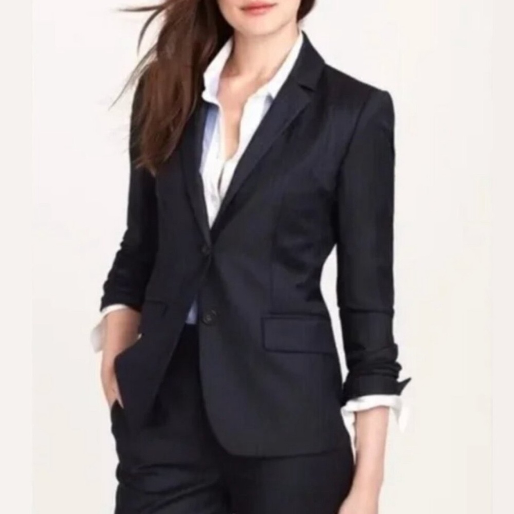 Jcrew Super 120’s Wool Blazer Two-Button Black Lightweight Jacket 4